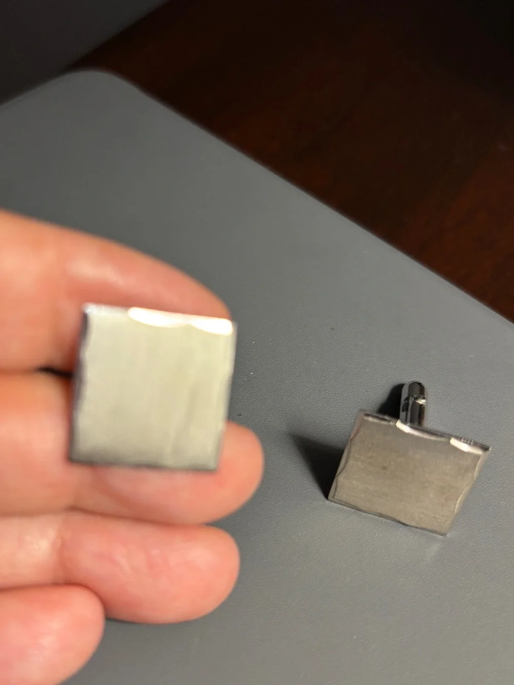 Men’s silver square cufflinks